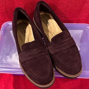 Clarks Dark Maroon Suede Loafers